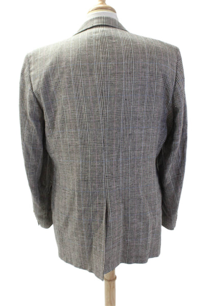 Evan Picone Mens Sport Coat Gray Plaid Wool Blend Button Classic Fall Size 42