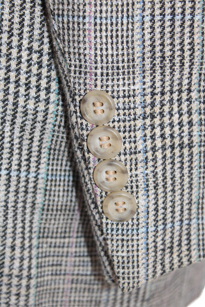 Evan Picone Mens Sport Coat Gray Plaid Wool Blend Button Classic Fall Size 42