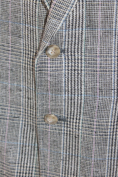 Evan Picone Mens Sport Coat Gray Plaid Wool Blend Button Classic Fall Size 42