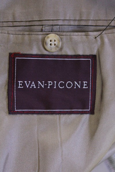 Evan Picone Mens Sport Coat Gray Plaid Wool Blend Button Classic Fall Size 42