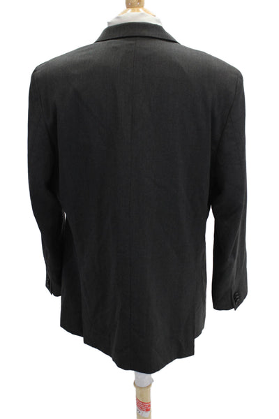 Lanificio Men's Suit Jacket Dark Gray Wool Button Solid Size 46