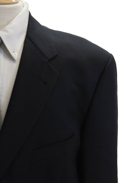 Joseph Abboud Mens Dark Blue Wool Suit Jacket Solid Button Collared Size 44