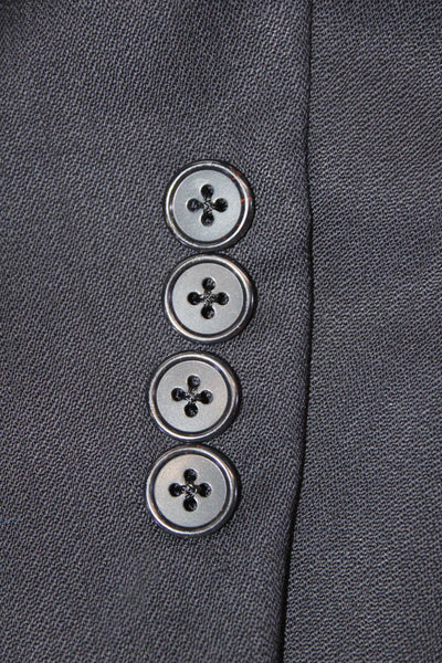 Joseph Abboud Mens Dark Blue Wool Suit Jacket Solid Button Collared Size 44
