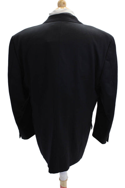 Joseph Abboud Mens Dark Blue Wool Suit Jacket Solid Button Collared Size 44