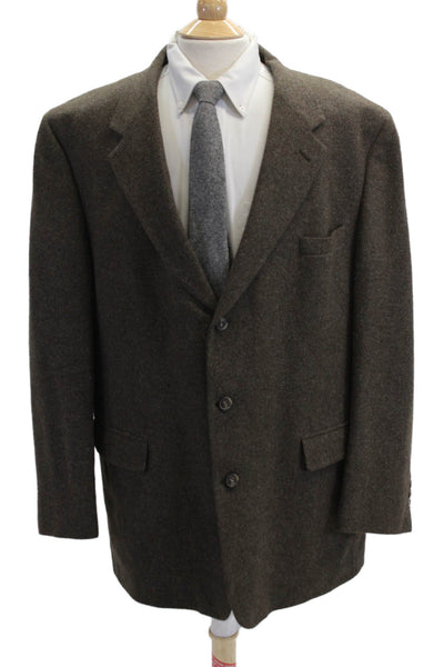 Bill Blass Mens Brown 100% Camel Hair Sport Coat Collared Button Size 44