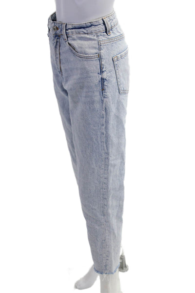 Zara Women Cropped Mom Jeans Light Blue Mid-Rise Size 26