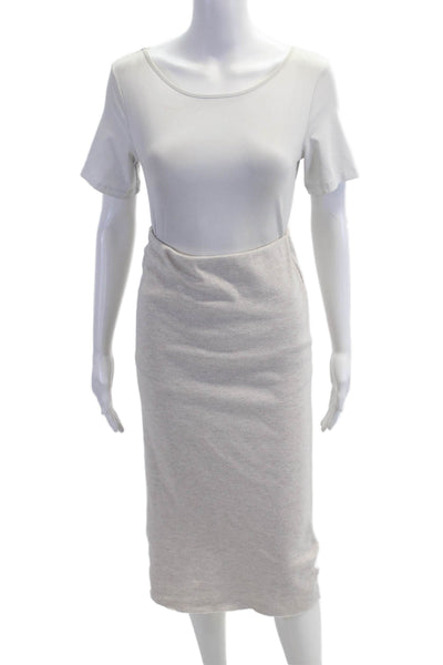 Zara Womens Straight Pencil Midi Skirt Beige 54% Polyester 46% Cotton Size S