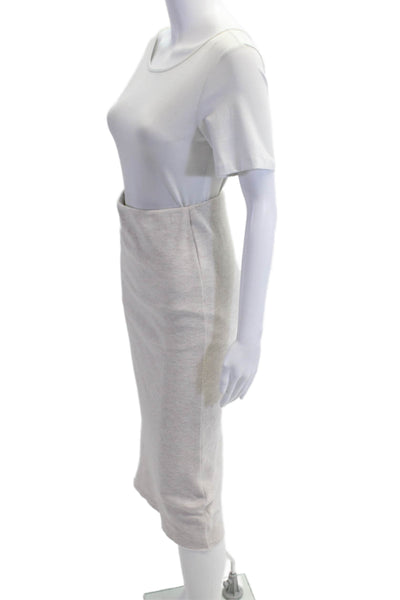 Zara Womens Straight Pencil Midi Skirt Beige 54% Polyester 46% Cotton Size S