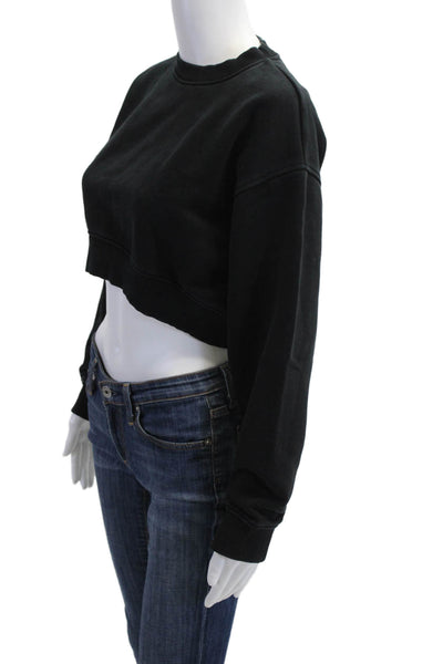 Zara Women Pullover Sweatshirt Black Crew Neck Long Sleeve 90s Size S