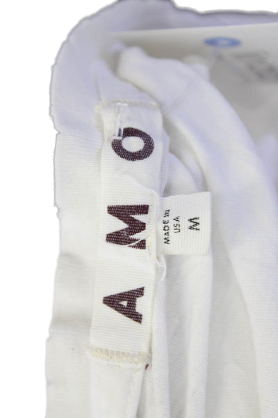 Amo Womens Cropped T-Shirt White 100% Cotton Crew Neck Short Sleeve Size M