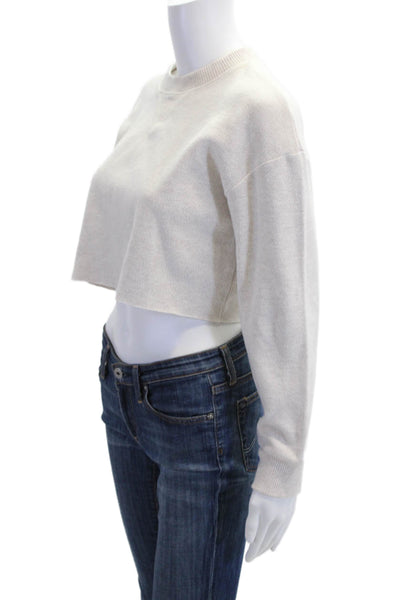 Zara Women Pullover Sweatshirt Beige Crew Neck Long Sleeve Size S