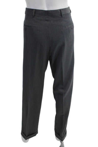 Hart Schaffner Marx Men Dark Gray Wool Blend Striped Dress Pants Size 36