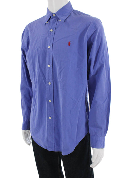 Polo Ralph Lauren Mens Button Front Long Sleeve Collared Shirt Blue Size Medium