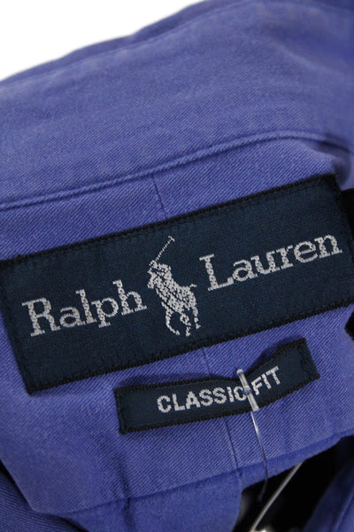Polo Ralph Lauren Mens Button Front Long Sleeve Collared Shirt Blue Size Medium