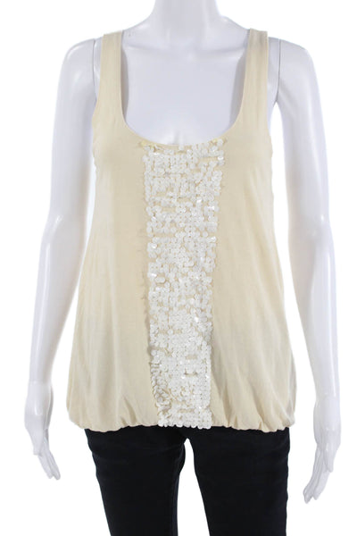 J Crew Women Beige Bohemian Solid Cotton Tank Size XS