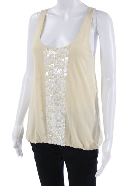 J Crew Women Beige Bohemian Solid Cotton Tank Size XS