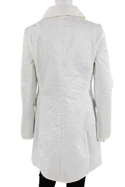 Elizabeth McKay Women Quilted Overcoat White Button Mock Neck Size 2