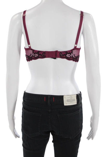 Natori Womens Balconette Under Wire Bra Purple Black Size 34 D