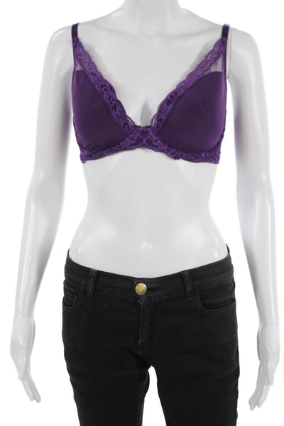 Natori Womens Lace Trim Under Wire Bra Purple Size 32 DDD