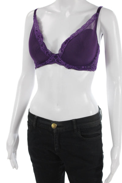 Natori Womens Lace Trim Under Wire Bra Purple Size 32 DDD