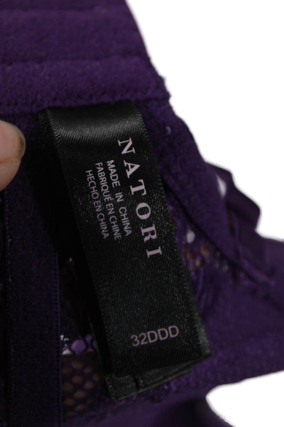 Natori Womens Lace Trim Under Wire Bra Purple Size 32 DDD