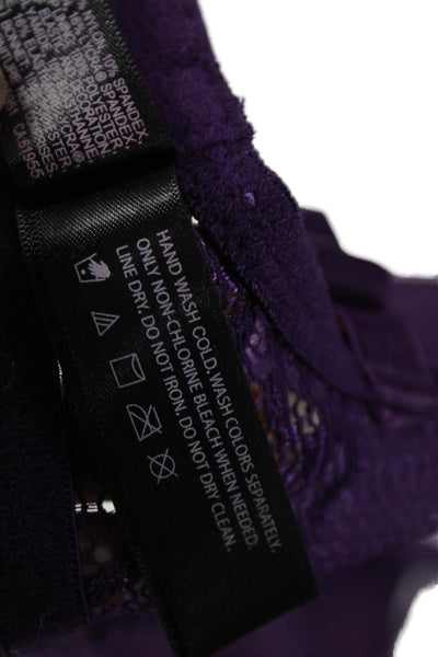 Natori Womens Lace Trim Under Wire Bra Purple Size 32 DDD