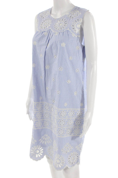 Sea New York Women Shirt Dress Light Blue Floral Mid-Calf Sleeveless Size 10