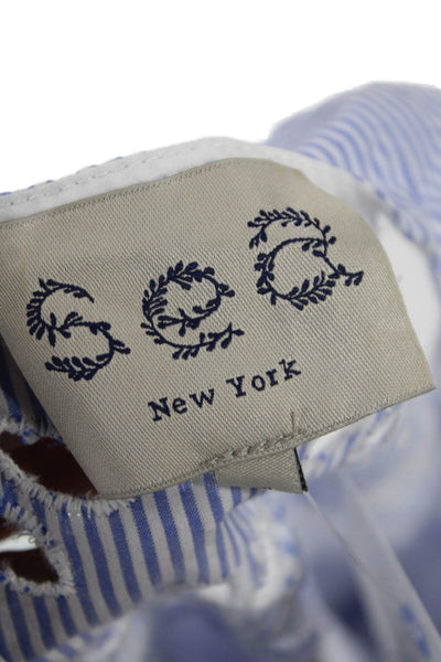 Sea New York Women Shirt Dress Light Blue Floral Mid-Calf Sleeveless Size 10