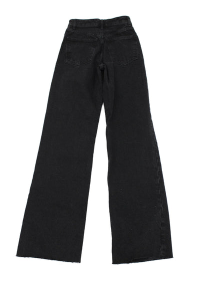 Zara Women Flared Wide-Leg Black Jeans Cotton Size 0