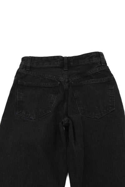 Zara Women Flared Wide-Leg Black Jeans Cotton Size 0
