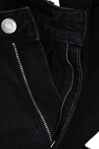 Zara Women Flared Wide-Leg Black Jeans Cotton Size 0