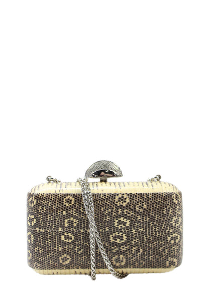 Bennett Liberty Womens Snakeskin Print Kiss Lock Crossbody Handbag Brown