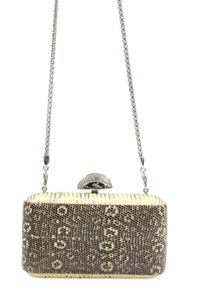 Bennett Liberty Womens Snakeskin Print Kiss Lock Crossbody Handbag Brown