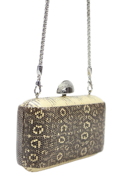 Bennett Liberty Womens Snakeskin Print Kiss Lock Crossbody Handbag Brown