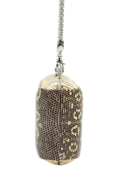 Bennett Liberty Womens Snakeskin Print Kiss Lock Crossbody Handbag Brown