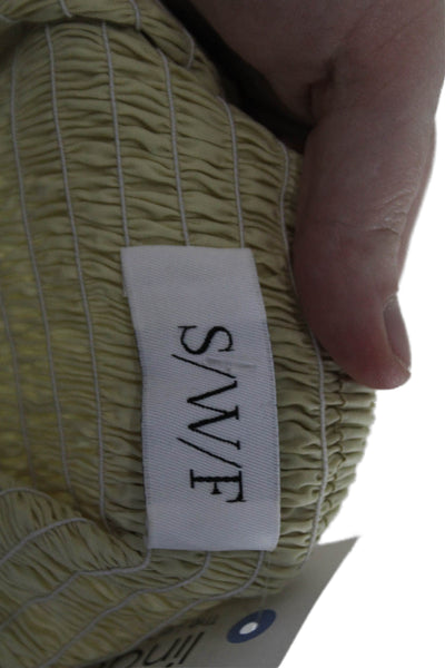 S/W/F Womens Fit & Flare Mini Dress Beige 100% Cotton Square Neck Size S