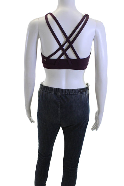 Lululemon Womens Strappy Back Pull On Sports Bra Purple Size 4