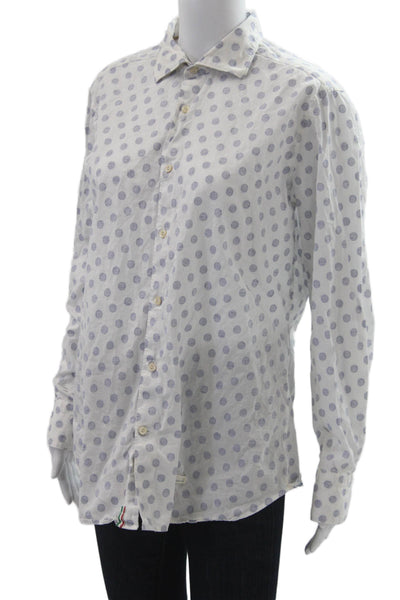 Tintoria Mattei Unisex White Polka Dot Collared Long Sleeve Button-Up Size 46