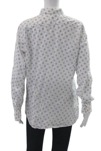 Tintoria Mattei Unisex White Polka Dot Collared Long Sleeve Button-Up Size 46