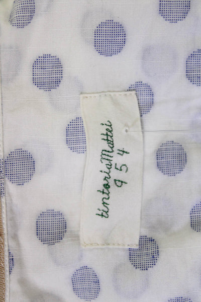 Tintoria Mattei Unisex White Polka Dot Collared Long Sleeve Button-Up Size 46