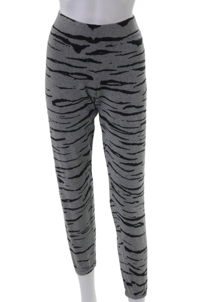 Monrow Women Sweatpants Gray Animal Print Cotton Cashmere Size XS