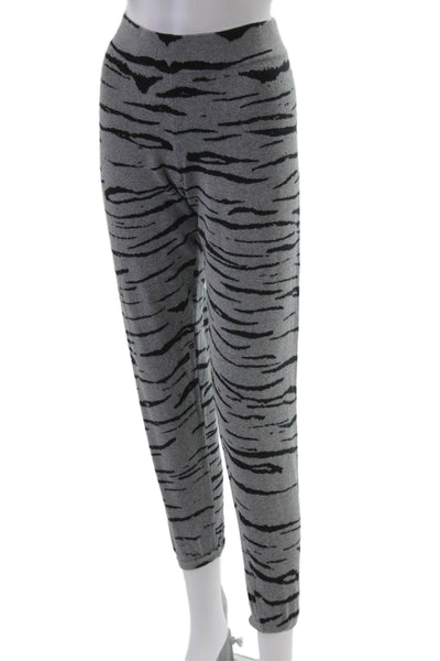 Monrow Women Sweatpants Gray Animal Print Cotton Cashmere Size XS