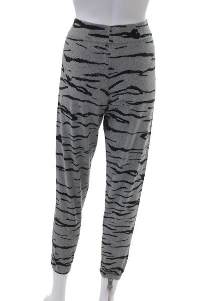 Monrow Women Sweatpants Gray Animal Print Cotton Cashmere Size XS