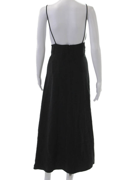 Zara Women Slip Dress Maxi Black V-Neck Sleeveless Size L