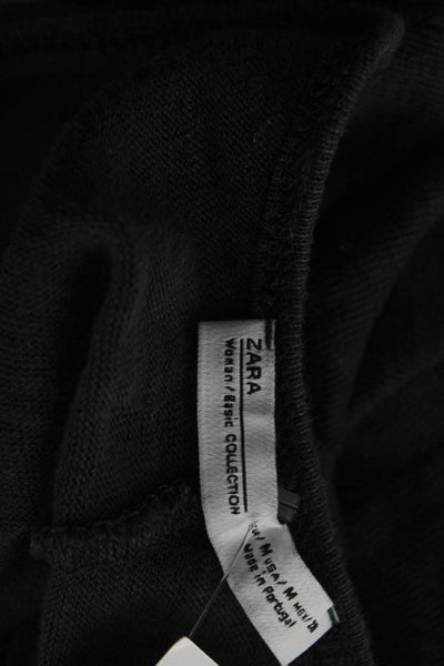 Zara Womens Basic Tank Black Cotton Blend Round Neck Sleeveless Size M