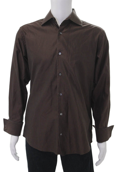 Banana Republic Mens Cotton Collared Long Sleeve Button Down Shirt Brown Size M