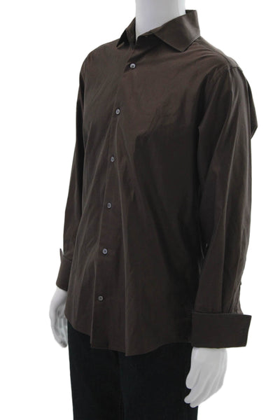 Banana Republic Mens Cotton Collared Long Sleeve Button Down Shirt Brown Size M
