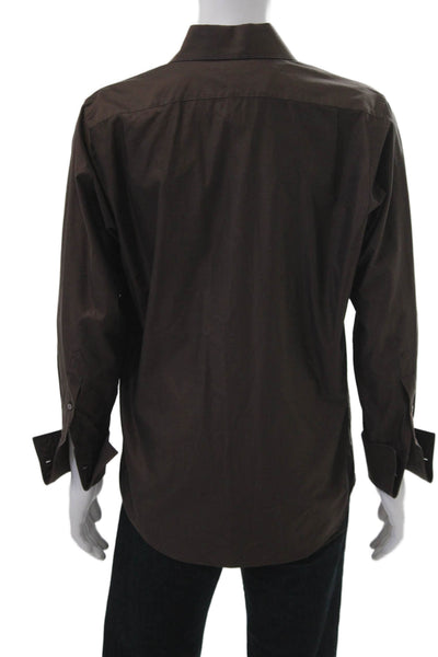 Banana Republic Mens Cotton Collared Long Sleeve Button Down Shirt Brown Size M