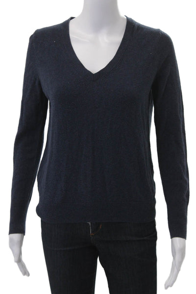 Banana Republic Women Dark Blue V Neck Pullover Sweater Long Sleeve Size S