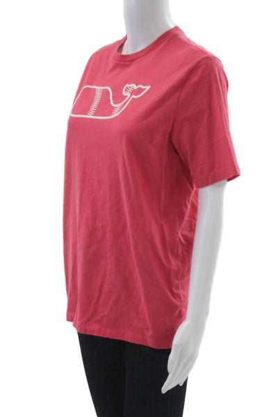 Vineyard Vines Women Red Cotton T-Shirt Short Sleeve Animal Graphic Size XL